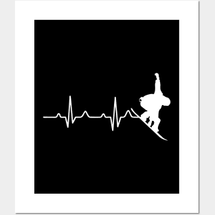 Cool Snowboarder Heartbeat Snowboarding Heart Beat Posters and Art